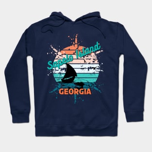 Sapelo Island Georgia Retro Vintage Sunset Hoodie